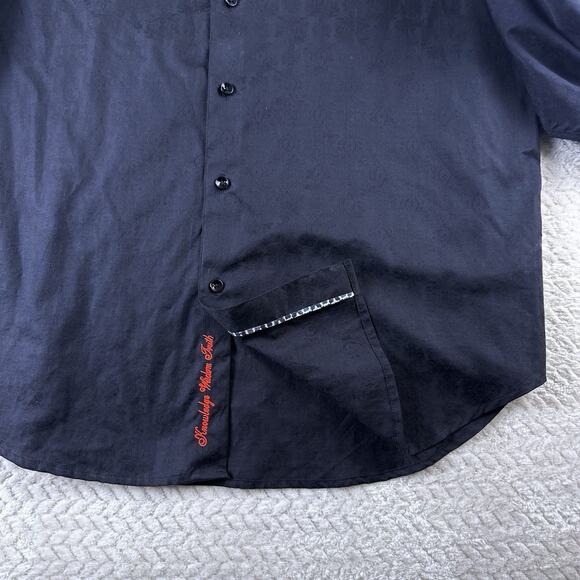 Robert Graham Knowledge Wisdom Truth Men Black Textured Button Up Shirt Sz XL - Picture 7 of 16